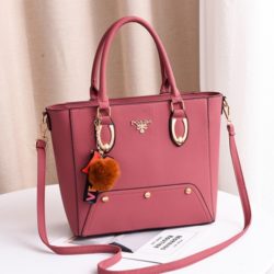 JT2040-pink Tas Handbag Pom Pom Elegan Import