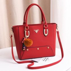JT2040-red Tas Handbag Pom Pom Elegan Import