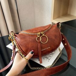 JT30337-brown Waist Bag Import Elegan Wanita Cantik